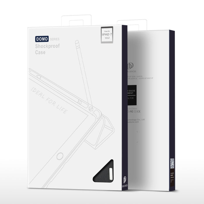 Para iPad 10.2 DUX DUCIS Domo Series Funda de cuero PU magnética con tapa horizontal con soporte plegable triple y ranura para bolígrafo y función de suspensión / activación
