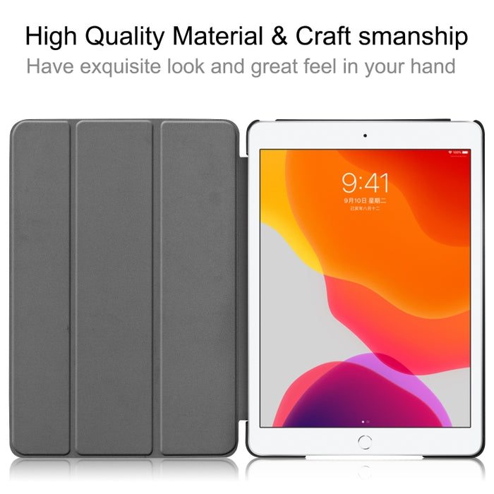 Para iPad 10.2 Custer Texture Funda de cuero PU inteligente con tapa horizontal con función de suspensión / activación y soporte plegable triple