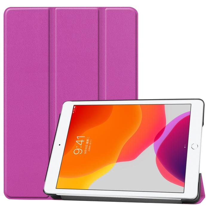 Para iPad 10.2 Custer Texture Funda de cuero PU inteligente con tapa horizontal con función de suspensión / activación y soporte plegable triple