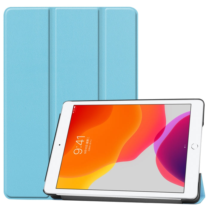 Para iPad 10.2 Custer Texture Funda de cuero PU inteligente con tapa horizontal con función de suspensión / activación y soporte plegable triple