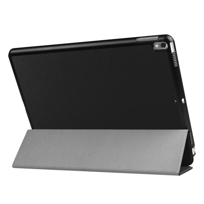 Para iPad Pro 10,5 pulgadas PU Litchi Texture funda inteligente plegable 3 cubierta trasera transparente con soporte