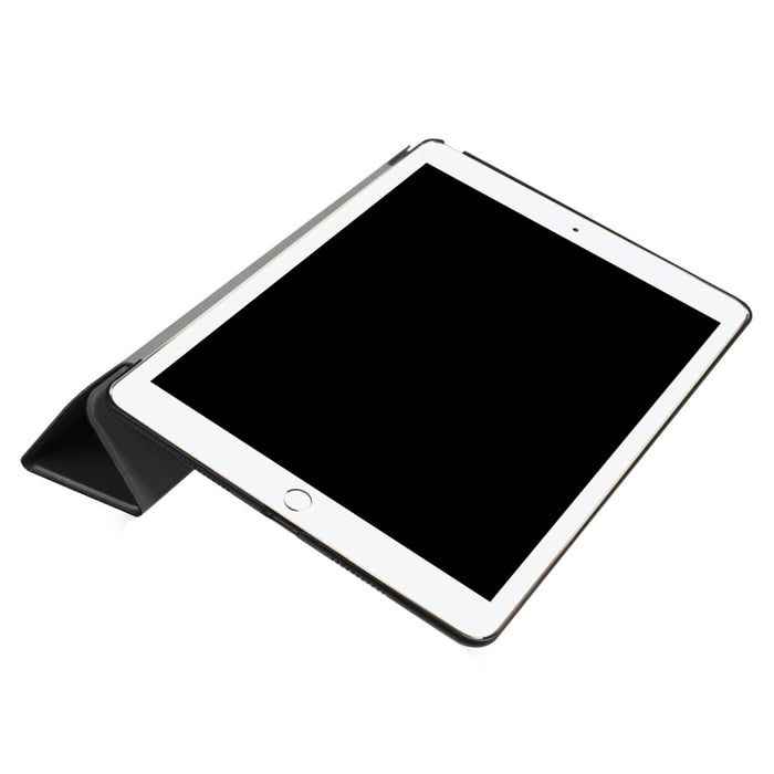 Para iPad Pro 10,5 pulgadas PU Litchi Texture funda inteligente plegable 3 cubierta trasera transparente con soporte