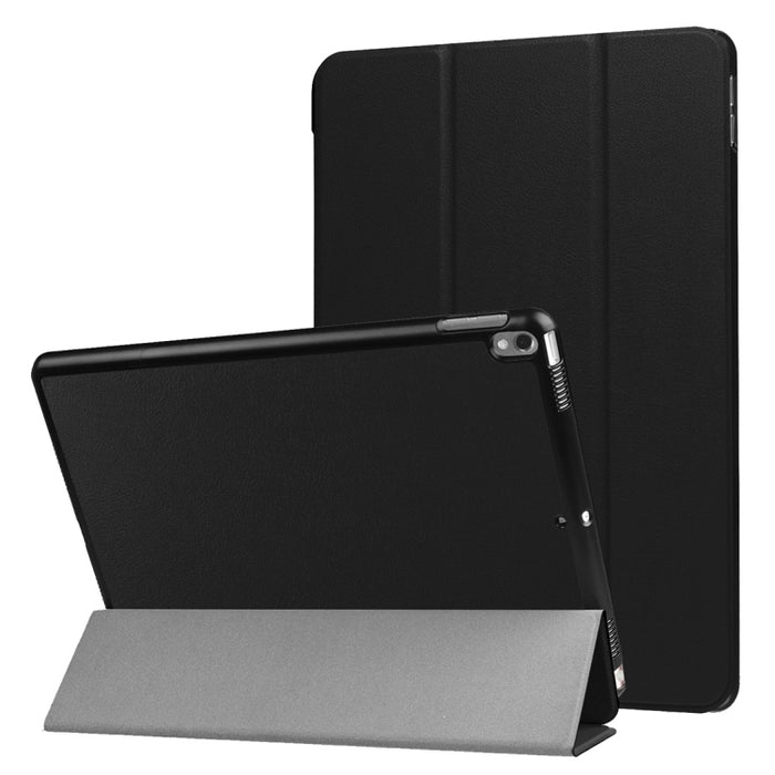 Para iPad Pro 10,5 pulgadas PU Litchi Texture funda inteligente plegable 3 cubierta trasera transparente con soporte