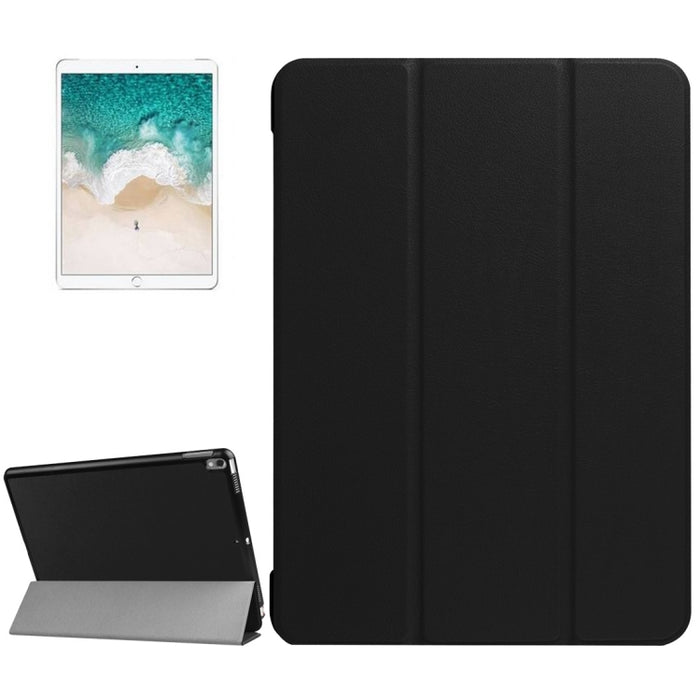 Para iPad Pro 10,5 pulgadas PU Litchi Texture funda inteligente plegable 3 cubierta trasera transparente con soporte