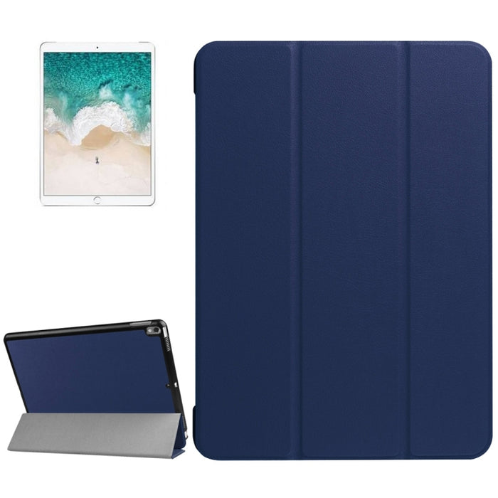 Para iPad Pro 10,5 pulgadas PU Litchi Texture funda inteligente plegable 3 cubierta trasera transparente con soporte