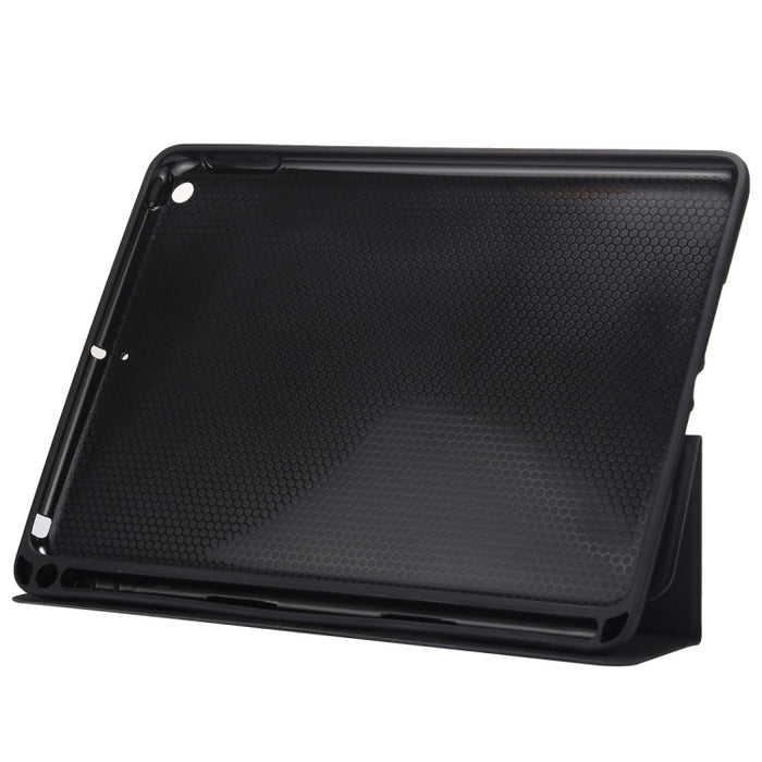 Funda de cuero con tapa horizontal con patrón de textura de tela para iPad Pro de 10,5 pulgadas, con soporte plegable triple y ranuras para bolígrafos