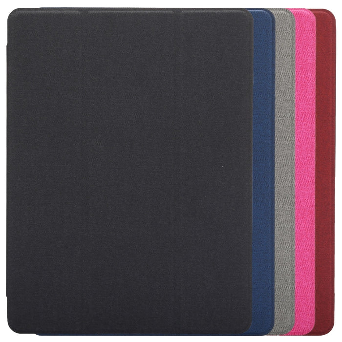 Funda de cuero con tapa horizontal con patrón de textura de tela para iPad Pro de 10,5 pulgadas, con soporte plegable triple y ranuras para bolígrafos