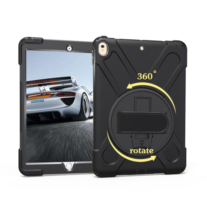 Para iPad Pro 10,5 pulgadas PC con rotación de 360 grados + funda protectora de silicona con soporte y correa de mano
