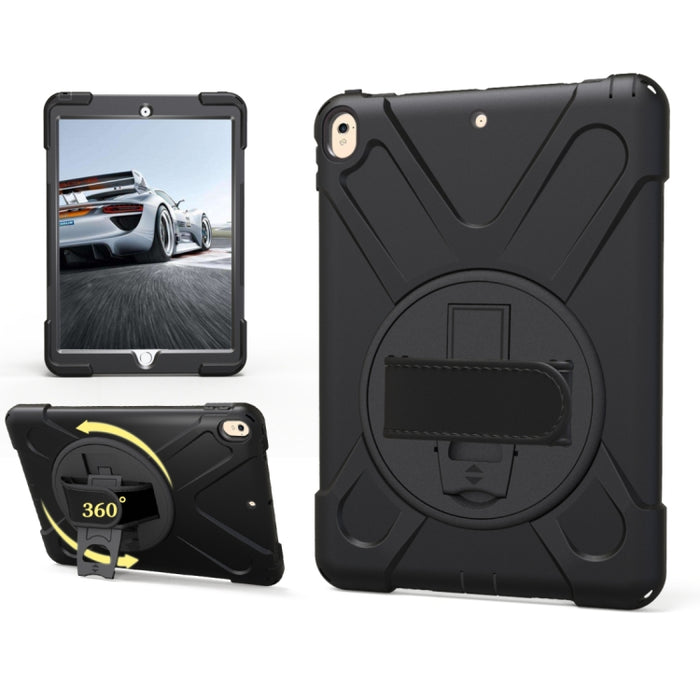 Para iPad Pro 10,5 pulgadas PC con rotación de 360 grados + funda protectora de silicona con soporte y correa de mano