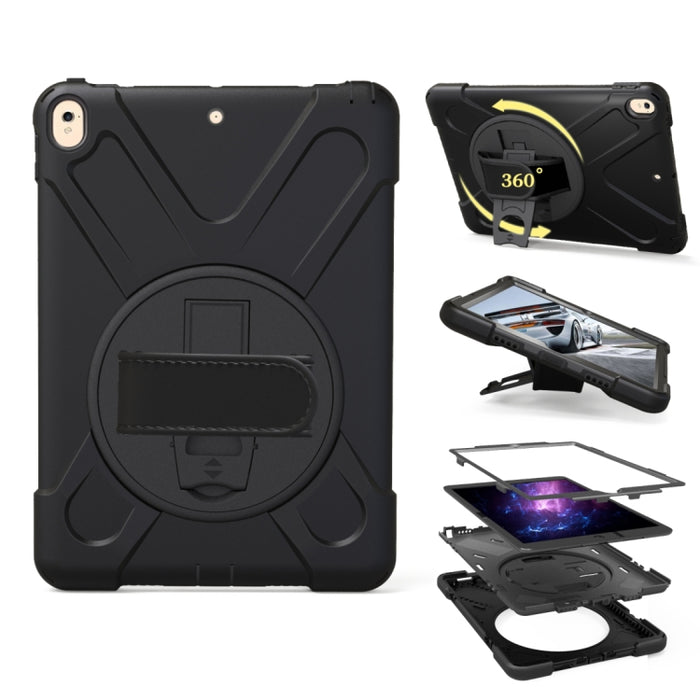 Para iPad Pro 10,5 pulgadas PC con rotación de 360 grados + funda protectora de silicona con soporte y correa de mano