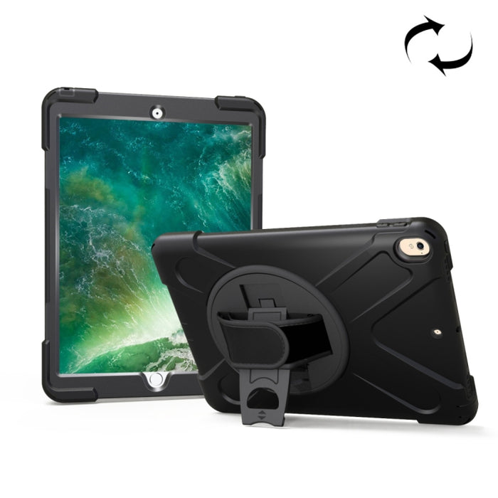 Para iPad Pro 10,5 pulgadas PC con rotación de 360 grados + funda protectora de silicona con soporte y correa de mano
