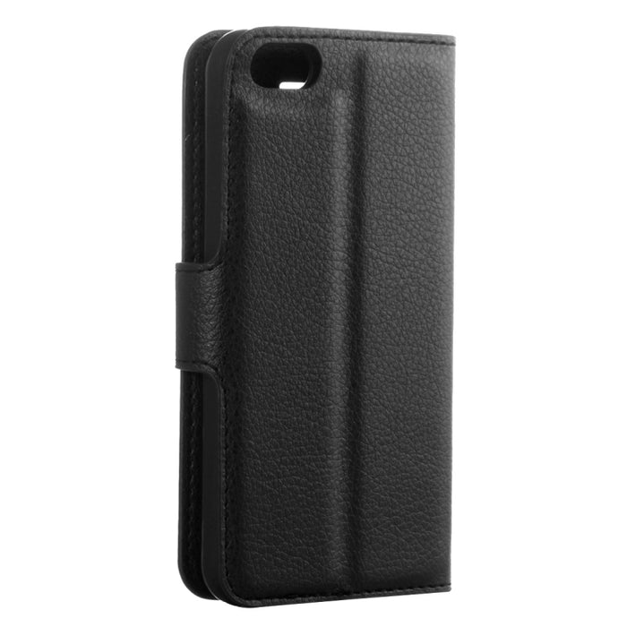 Para iPhone 5 y 5s y SE Funda de cuero con tapa horizontal con textura Litchi con soporte, ranuras para tarjetas y billetera