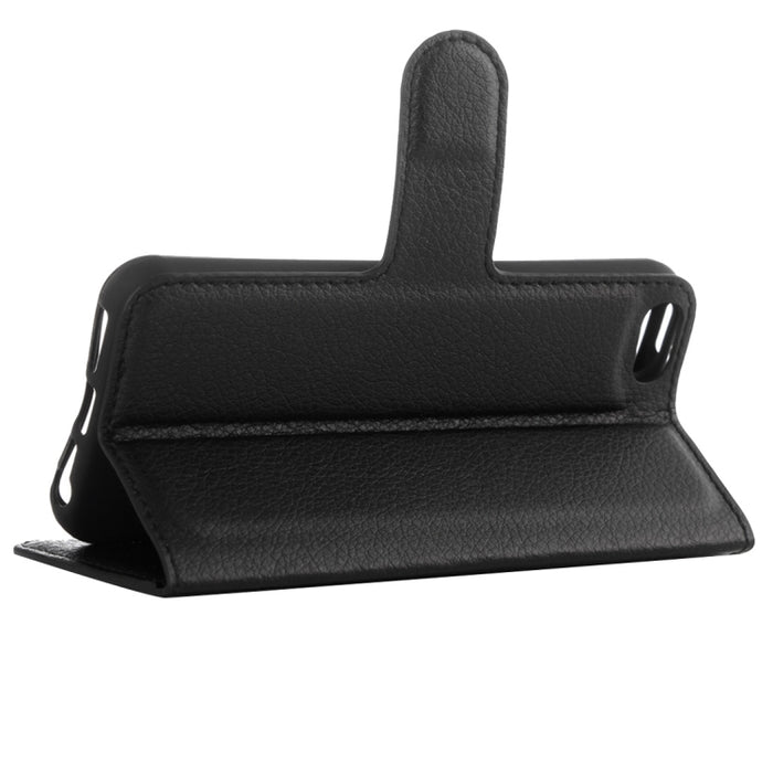 Para iPhone 5 y 5s y SE Funda de cuero con tapa horizontal con textura Litchi con soporte, ranuras para tarjetas y billetera