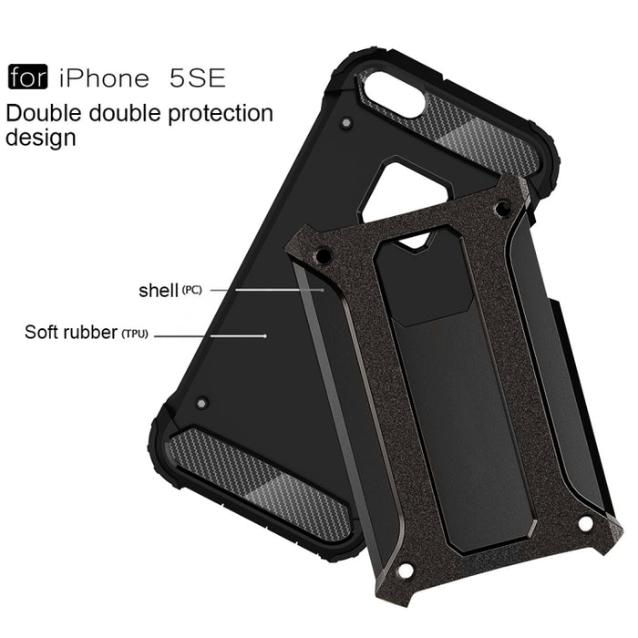 Estuche combinado Tough Armor TPU + PC para iPhone SE, 5 y 5s