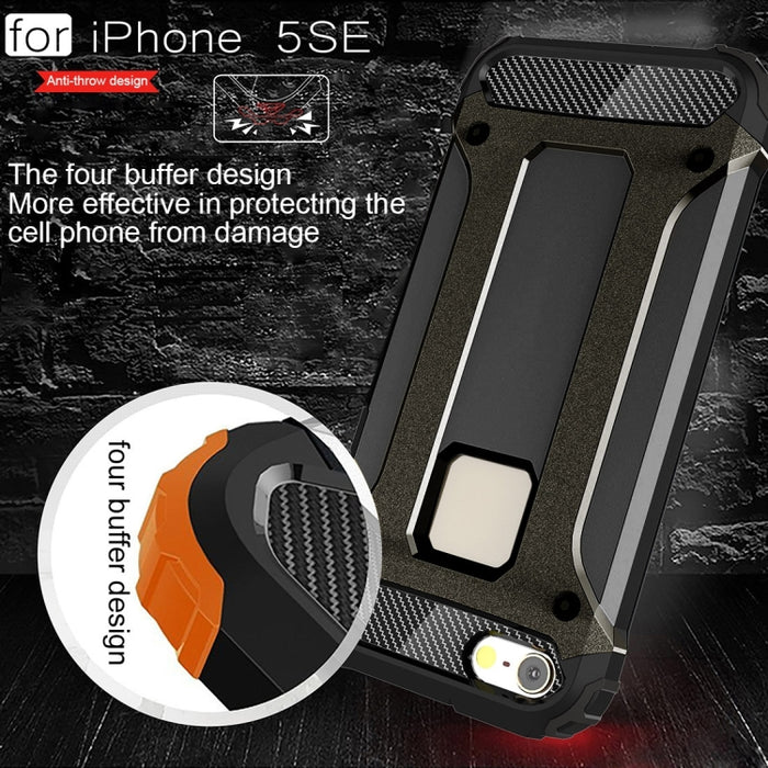 Estuche combinado Tough Armor TPU + PC para iPhone SE, 5 y 5s