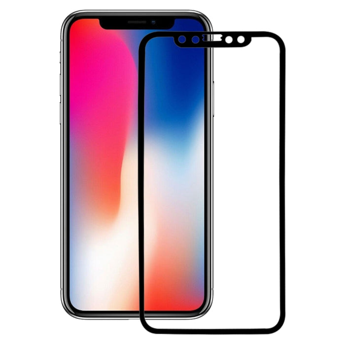 Para iPhone X 0,26 mm 9H Dureza superficial 3D Pantalla completa a prueba de explosiones Fibra de carbono Bordes suaves Película de pantalla de vidrio templado