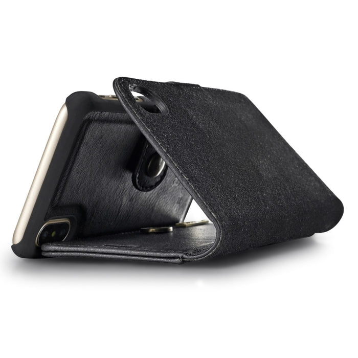 Para iPhone X / XS DG.MING Crazy Horse Texture Funda protectora magnética desmontable con tapa horizontal con soporte, ranuras para tarjetas y billetera