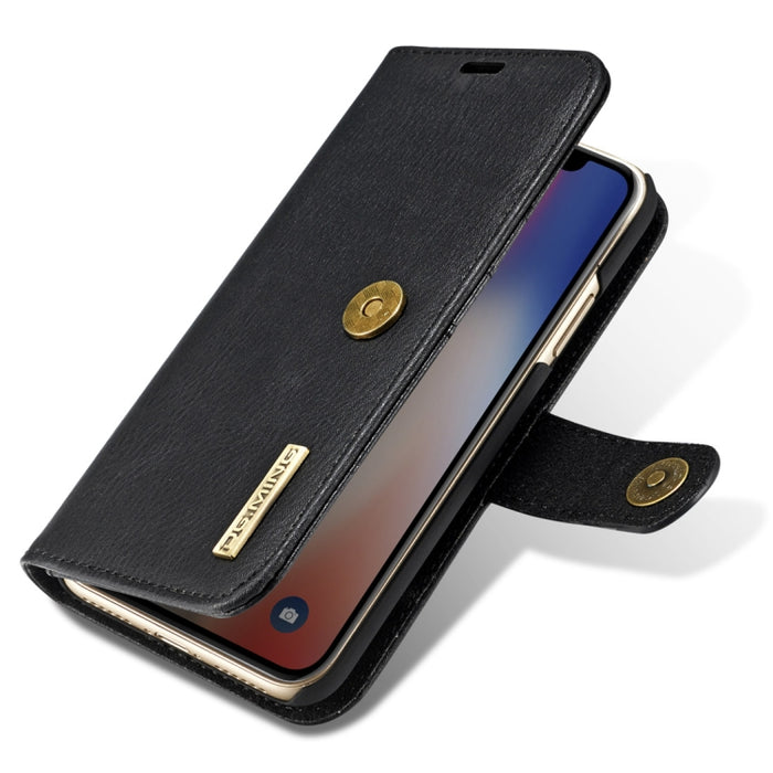 Para iPhone X / XS DG.MING Crazy Horse Texture Funda protectora magnética desmontable con tapa horizontal con soporte, ranuras para tarjetas y billetera