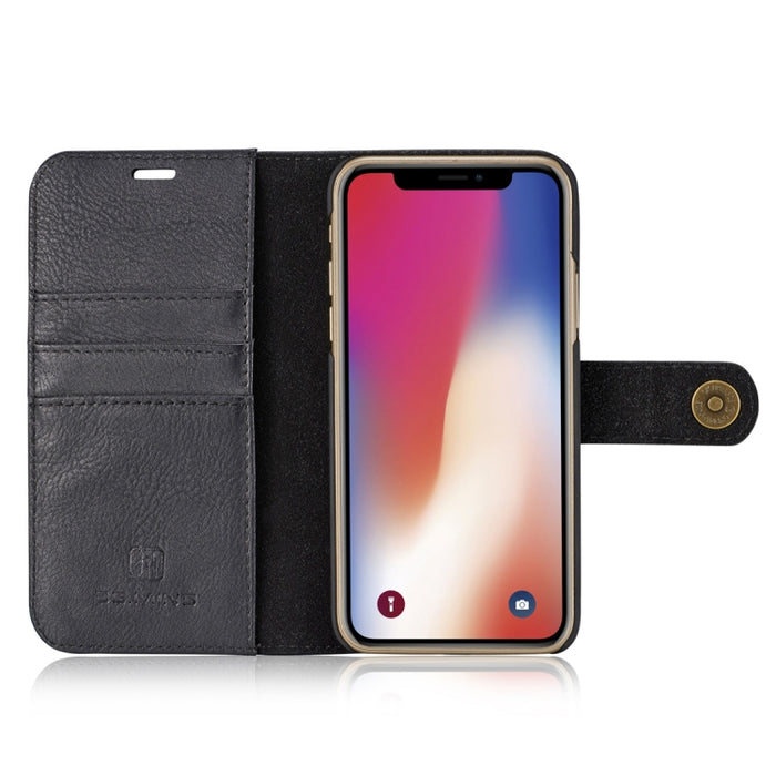 Para iPhone X / XS DG.MING Crazy Horse Texture Funda protectora magnética desmontable con tapa horizontal con soporte, ranuras para tarjetas y billetera