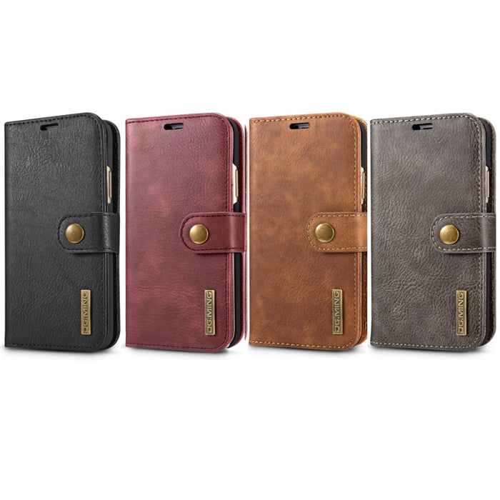 Para iPhone X / XS DG.MING Crazy Horse Texture Funda protectora magnética desmontable con tapa horizontal con soporte, ranuras para tarjetas y billetera