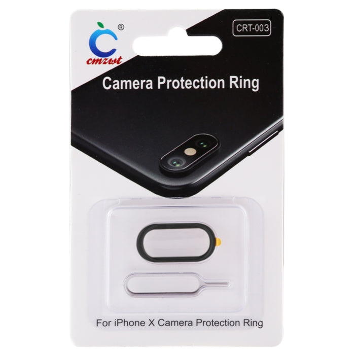 Para iPhone X cubierta de anillo de protección de lente de cámara trasera con aguja de herramienta de expulsión de bandeja