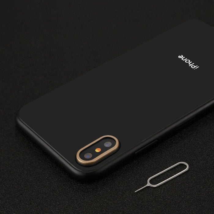 Para iPhone X cubierta de anillo de protección de lente de cámara trasera con aguja de herramienta de expulsión de bandeja