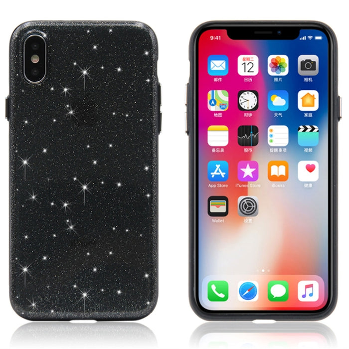 Para iPhone X / XS Estuche rígido con cubierta trasera protectora para PC con polvo brillante