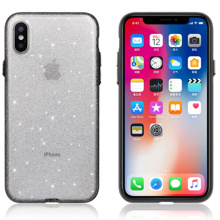 Para iPhone X / XS Estuche rígido con cubierta trasera protectora para PC con polvo brillante