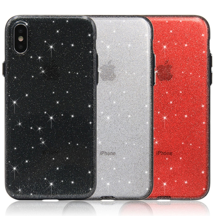 Para iPhone X / XS Estuche rígido con cubierta trasera protectora para PC con polvo brillante