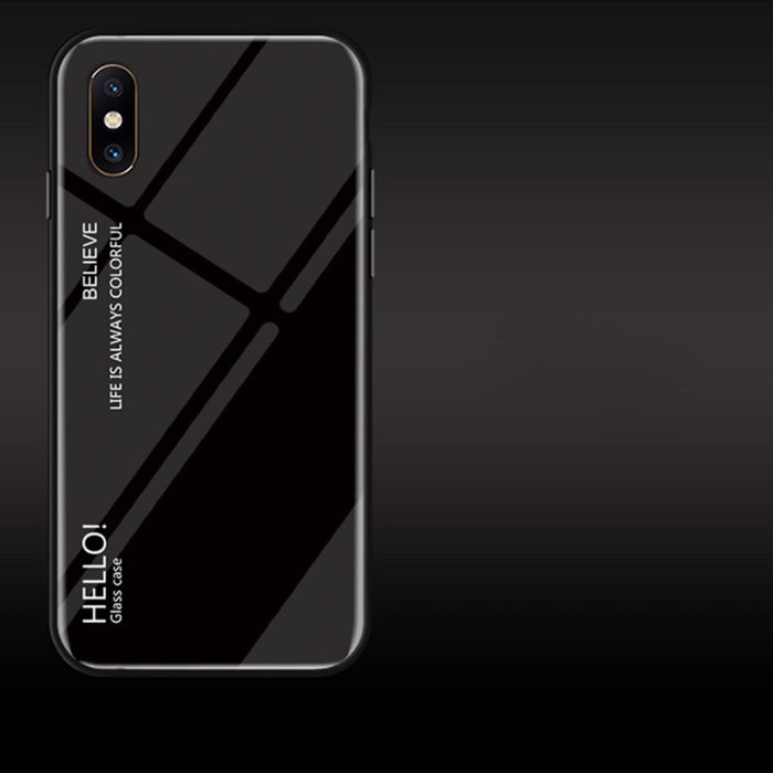 Para iPhone X / XS Estuche de vidrio de color degradado
