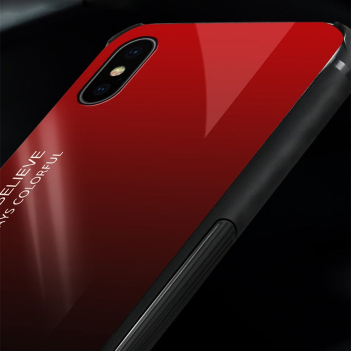 Para iPhone X / XS Estuche de vidrio de color degradado