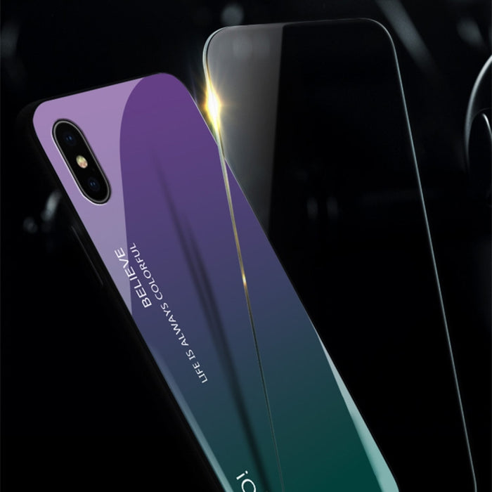 Para iPhone X / XS Estuche de vidrio de color degradado