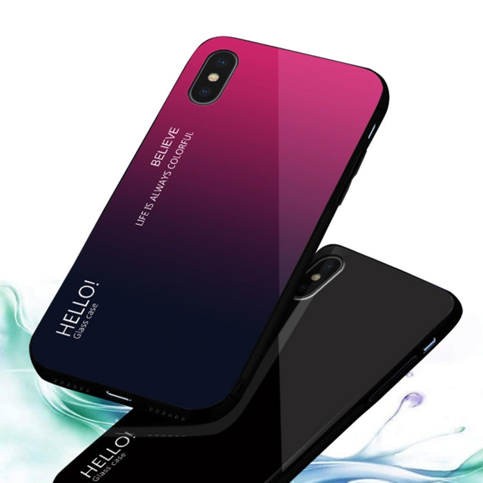 Para iPhone X / XS Estuche de vidrio de color degradado