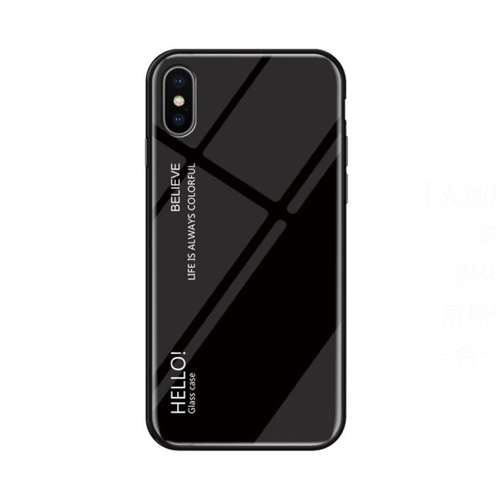 Para iPhone X / XS Estuche de vidrio de color degradado