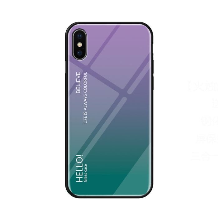 Para iPhone X / XS Estuche de vidrio de color degradado