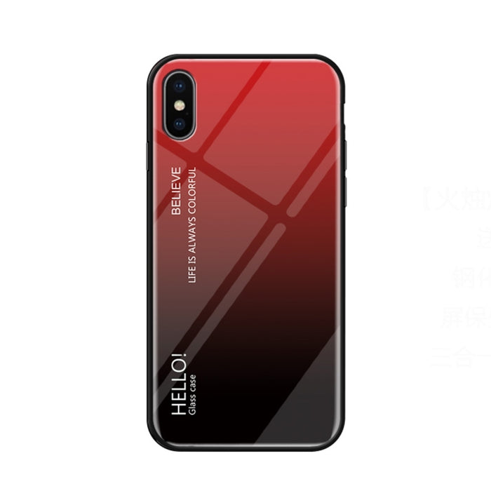 Para iPhone X / XS Estuche de vidrio de color degradado