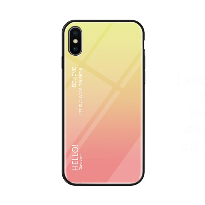 Para iPhone X / XS Estuche de vidrio de color degradado
