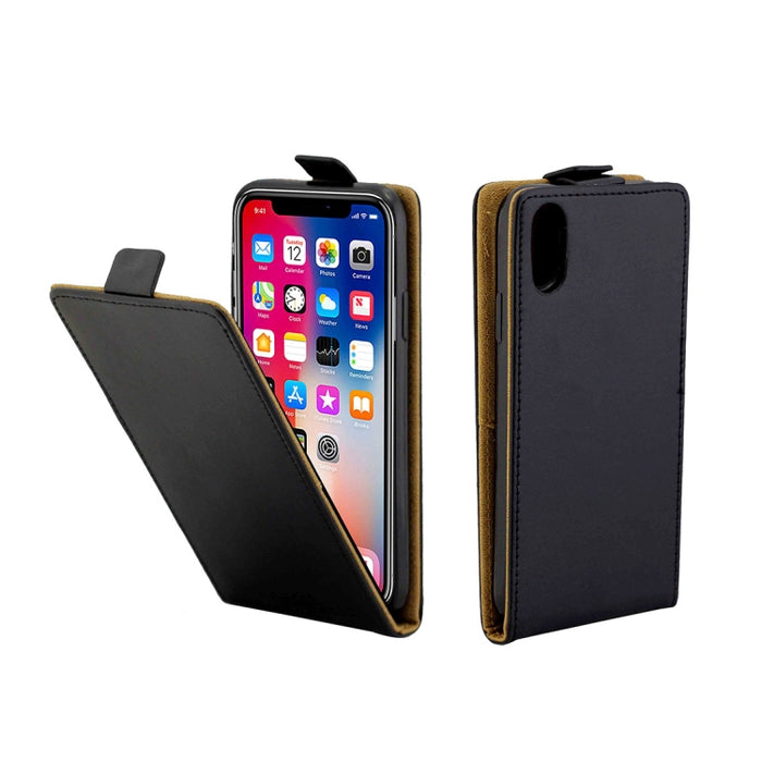 Para iPhone X / XS Funda de cuero con tapa vertical de estilo empresarial TPU con ranura para tarjeta