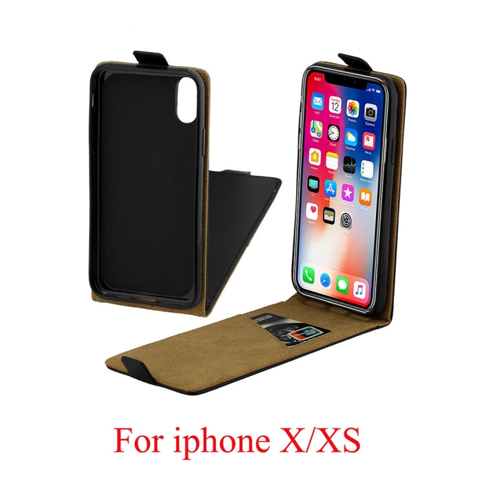 Para iPhone X / XS Funda de cuero con tapa vertical de estilo empresarial TPU con ranura para tarjeta
