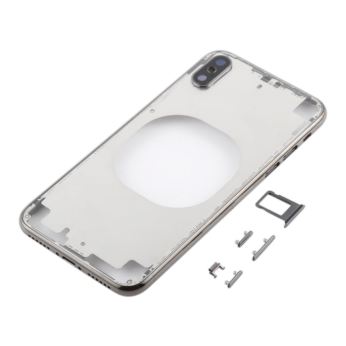 Contraportada transparente con lente de cámara, bandeja para tarjeta SIM y teclas laterales para iPhone X, For iPhone X (Transparent Back), For iPhone X (Transparent White)