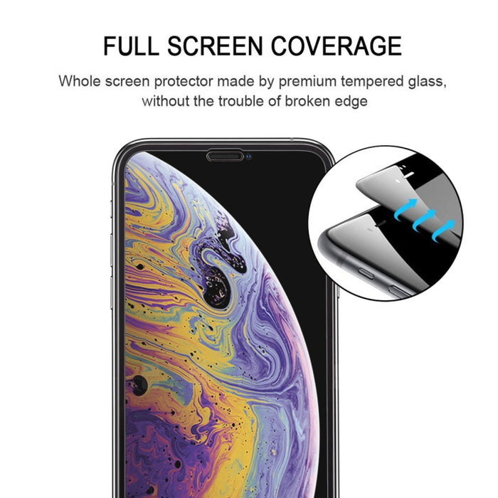Para iPhone XS Max 9H Película de vidrio templado de pantalla completa con pegamento completo a prueba de explosiones