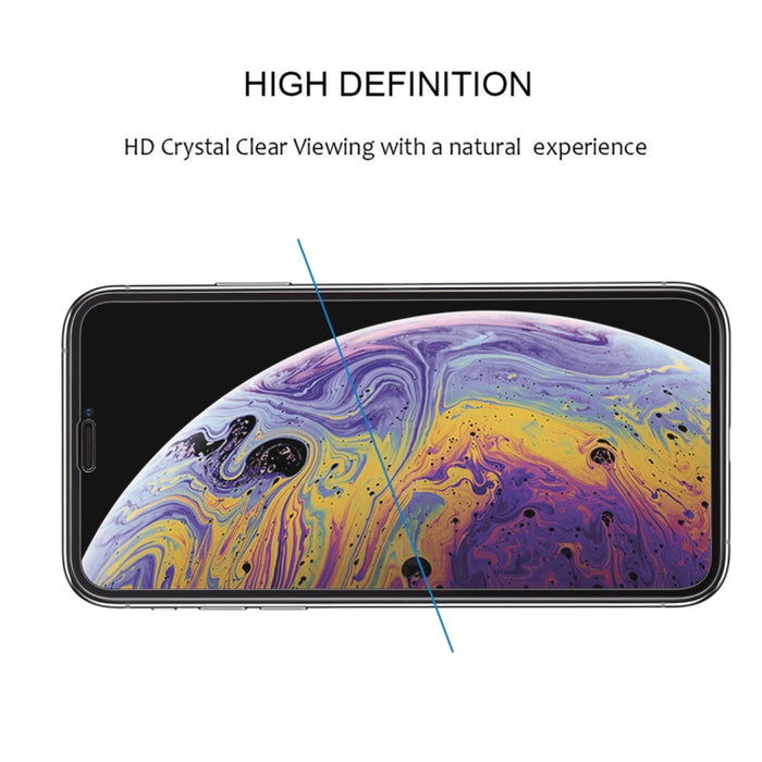 Para iPhone XS Max 9H Película de vidrio templado de pantalla completa con pegamento completo a prueba de explosiones