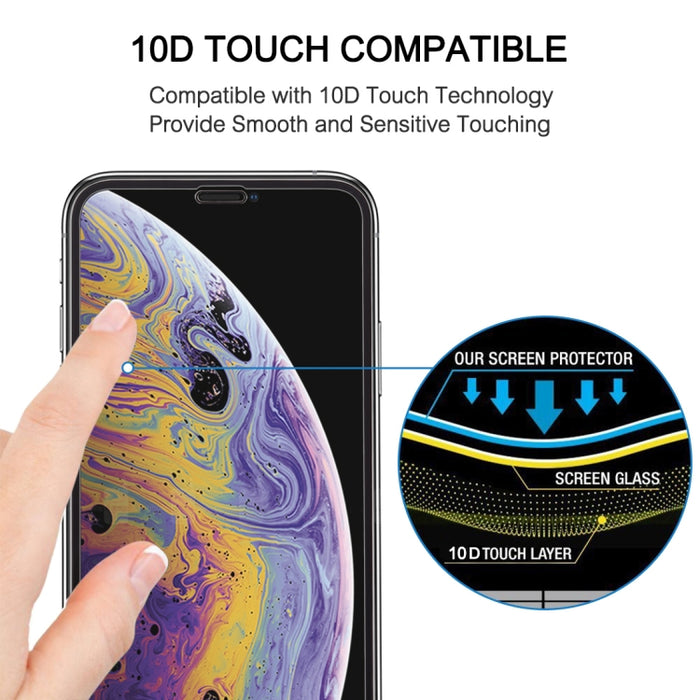 Para iPhone XS Max 9H Película de vidrio templado de pantalla completa con pegamento completo a prueba de explosiones
