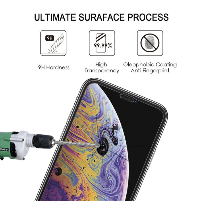 Para iPhone XS Max 9H Película de vidrio templado de pantalla completa con pegamento completo a prueba de explosiones