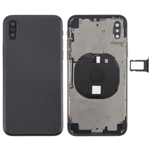 Conjunto de cubierta trasera de batería con teclas laterales, módulo de carga inalámbrica, botón de volumen, cable flexible y bandeja para tarjetas para iPhone X, For iPhone X (Charging Module), For iPhone X  (Full Assembly)