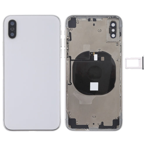 Conjunto de cubierta trasera de batería con teclas laterales, módulo de carga inalámbrica, botón de volumen, cable flexible y bandeja para tarjetas para iPhone X, For iPhone X (Charging Module), For iPhone X  (Full Assembly)