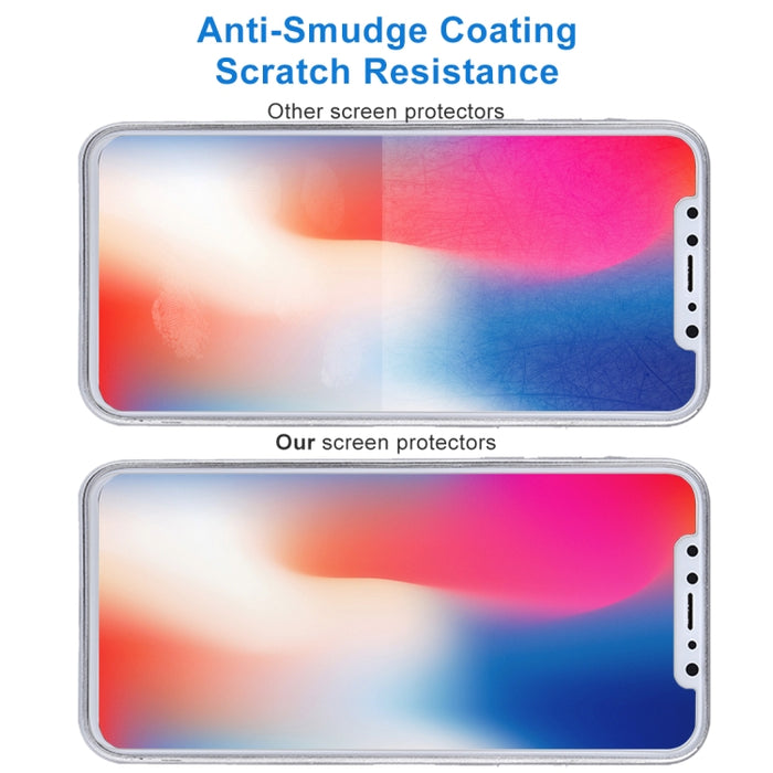 Para iPhone X 9H Dureza superficial 2.5D Vidrio templado transparente Protector de pantalla frontal + trasero