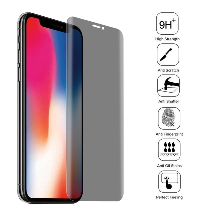 Para iPhone X 0,3 mm 9H Dureza superficial 3D Privacidad Antideslumbrante Protector de pantalla de vidrio templado de pantalla no completa