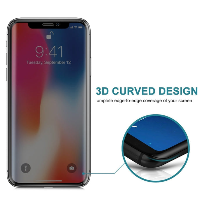 Para iPhone X 0,3 mm 9H Dureza superficial 3D Privacidad Antideslumbrante Protector de pantalla de vidrio templado de pantalla no completa
