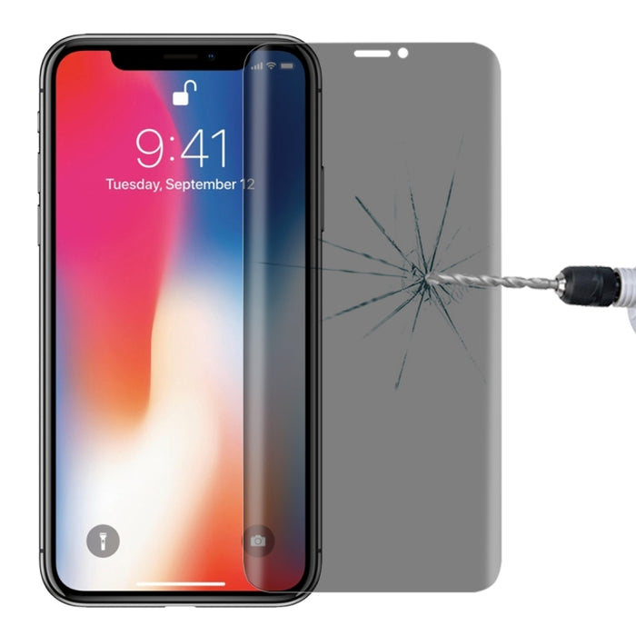 Para iPhone X 0,3 mm 9H Dureza superficial 3D Privacidad Antideslumbrante Protector de pantalla de vidrio templado de pantalla no completa